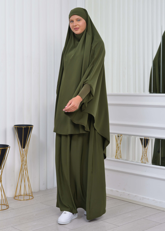 ISLAMIC WEARING Hijab 2Pieces Madine LIGRA Sleeve 822 Haki