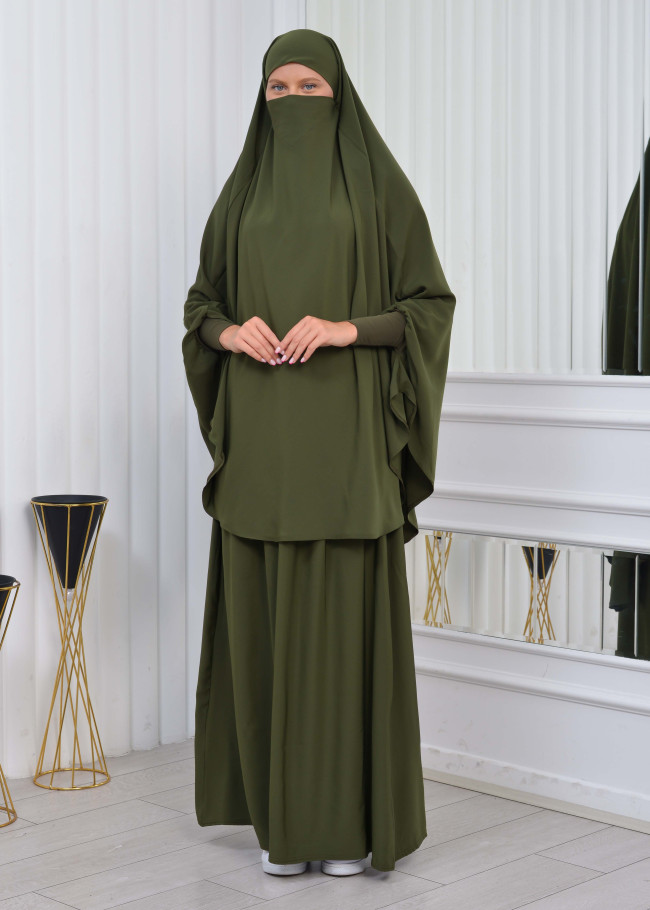 ISLAMIC WEARING Hijab 2Pieces Madine LIGRA Sleeve 822 Haki
