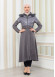 BELT SUEDE TRENCH COAT WITH FUR COLLAR 1351  - gray