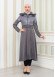 BELT SUEDE TRENCH COAT WITH FUR COLLAR 1351  Gri