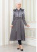BELT SUEDE TRENCH COAT WITH FUR COLLAR 1351  Gri