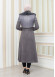 BELT SUEDE TRENCH COAT WITH FUR COLLAR 1351  Gri