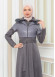 BELT SUEDE TRENCH COAT WITH FUR COLLAR 1351  Gri