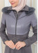 BELT SUEDE TRENCH COAT WITH FUR COLLAR 1351  Gri