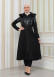 BELT SUEDE TRENCH COAT WITH FUR COLLAR 1351  - black
