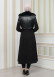 BELT SUEDE TRENCH COAT WITH FUR COLLAR 1351  Siyah