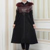 Women's Winter Suede and Leather Trench Coat 1351 - burgundy