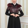 Women's Winter Suede and Leather Trench Coat 1351 - burgundy