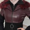 Women's Winter Suede and Leather Trench Coat 1351 - burgundy