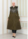 BELT SUEDE TRENCH COAT WITH FUR COLLAR 1351  - khaki