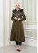 BELT SUEDE TRENCH COAT WITH FUR COLLAR 1351  Haki