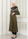 BELT SUEDE TRENCH COAT WITH FUR COLLAR 1351  Haki