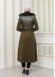 BELT SUEDE TRENCH COAT WITH FUR COLLAR 1351  Haki