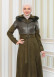 BELT SUEDE TRENCH COAT WITH FUR COLLAR 1351  Haki