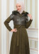 BELT SUEDE TRENCH COAT WITH FUR COLLAR 1351  Haki