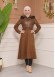 BELT SUEDE TRENCH COAT WITH FUR COLLAR 1351  - brown