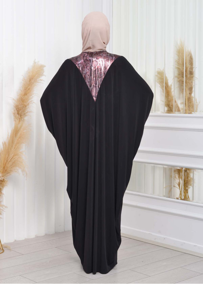 Bat sleeve Hijab Abaya Evening Dress code : 628 Pembe