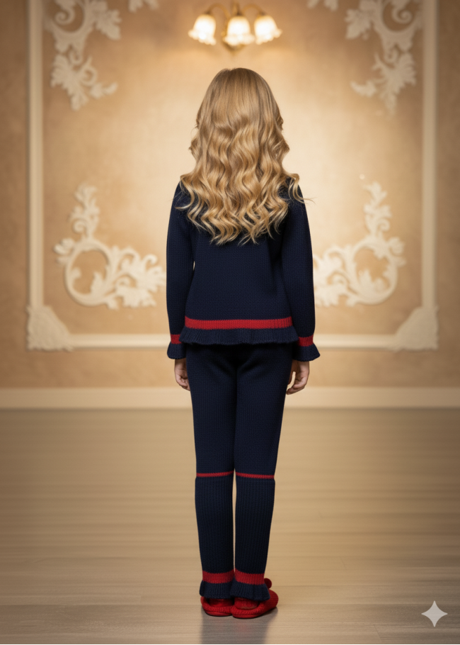 3107 بجامة تريكو LOVE - كحلي