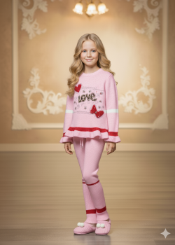 Girls Sequin Detail Winter Knit Set 3107 - pink