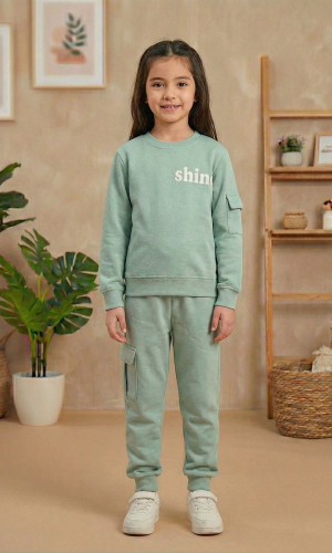 Mädchen Winter-Pyjama aus Baumwolle (3-Faden) Slim Fit 3111 - Fuchsia