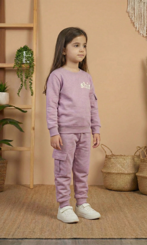 Mädchen Winter-Pyjama aus Baumwolle (3-Faden) Slim Fit 3111 - Fuchsia