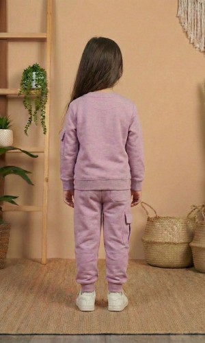 Mädchen Winter-Pyjama aus Baumwolle (3-Faden) Slim Fit 3111 - Fuchsia