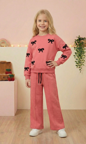 Mädchen Schlafanzug Set 3-Faden-Gewebe Gefüttert 3121  - Fuchsia