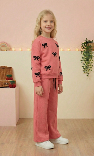 Mädchen Schlafanzug Set 3-Faden-Gewebe Gefüttert 3121  - Fuchsia