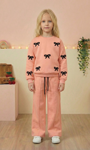 Mädchen Schlafanzug Set 3-Faden-Gewebe Gefüttert 3121  - Rosa