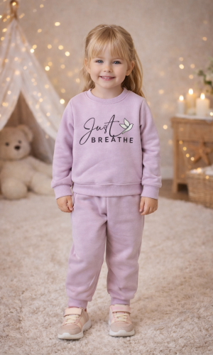 Mädchen Pyjama-Set aus 3-Faden-Sweatstoff 3136 - Lavendel