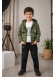 طقم ولادي كاجوال 3 قطع مع جاكيت شاموا 3534 - زيتي