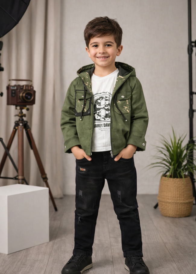 3534 طقم صبيانس شاموا - زيتي