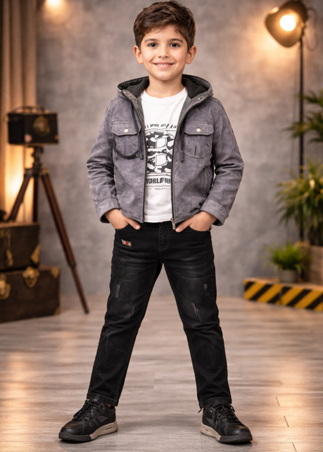 3534 طقم صبيانس شاموا - فضي