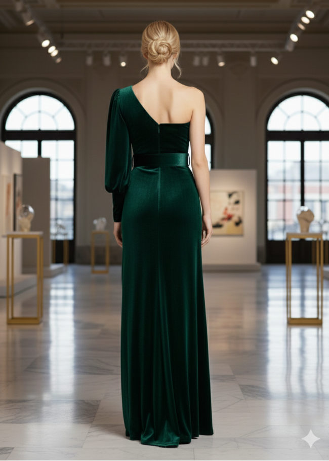 4003 فستان مخمل  - khaki