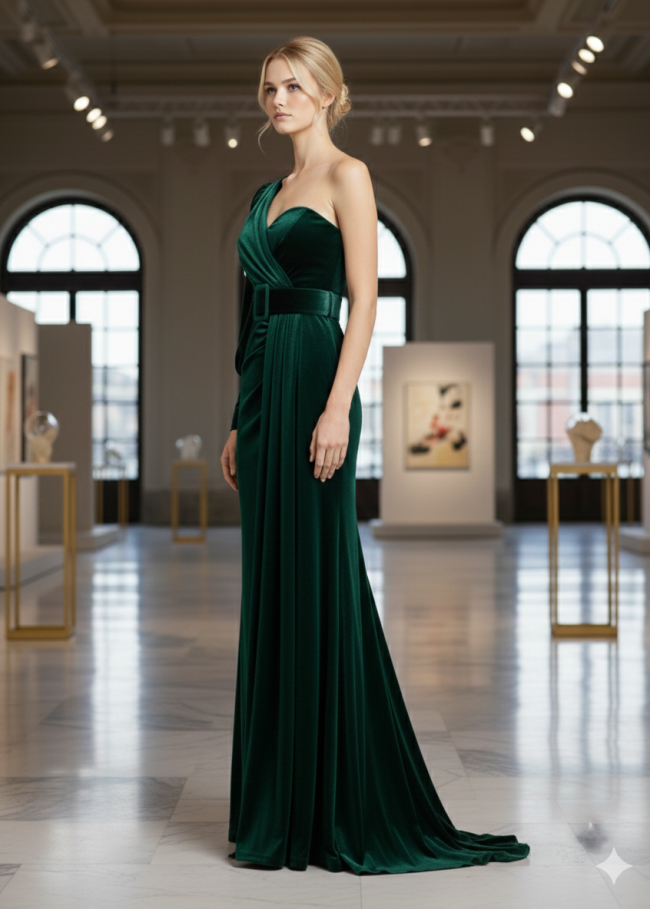 4003 فستان مخمل  - khaki