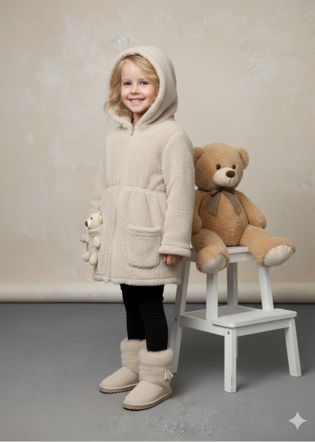 5002 جاكيت فرو بناتي  - بيج