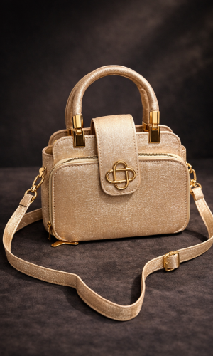 حقيبة كروس بادي عملية بـ 3 سحابات 988 - ذهبي