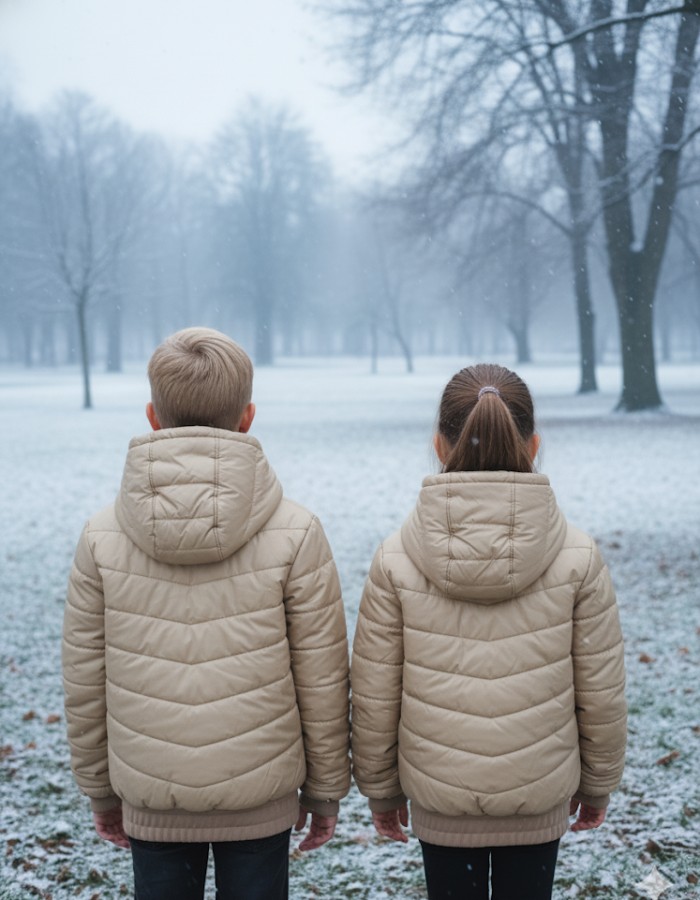 Gefütterte Pufferjacke mit durchgehendem Fleece-Futter für Kinder 5149 - Beige