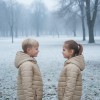 Gefütterte Pufferjacke mit durchgehendem Fleece-Futter für Kinder 5149 - Beige